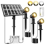 MEIKEE Gartenstrahler Solar 3 Stück Solarlampen 2700K 4000K 6000K 3 Helligkeit Timer...