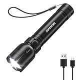 SuperFire LED Taschenlampe Aufladbar, Extrem Hell Taschenlampe, Klein Torch Eingebaut 1700mAh Akku 5...