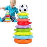 Mimoqk Ringspielzeug zum Stapeln – ausgewogenes Spiel in Regenbogenfarben, bunte...