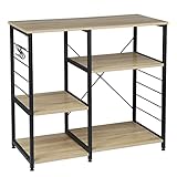 WOLTU Küchenregal Standregal Mikrowellenhalter Bäcker Regal Metallregal aus Holz und Stahl, mit 5...