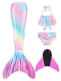 DNFUN Mädchen Meerjungfrauenflosse mit Bikini zum Schwimmen-Mermaid Tail Badeanzug Kinder...