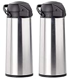 Rosenstein & Söhne Kaffeekanne: 2er Pack Edelstahl-Pump-Vakuum-Isolierkanne, 1,9 Liter...