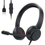 syndesmos USB Headset mit Mikrofon, Stereo-Headset Noise Cancelling Mikrofon, Kabelgebundenes USB PC...