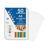 Dohe - Weißer Karton A4 (50 Stück) - Größe 21 x 29,7 cm, Dicke 180 g/m², Basteln, Druck und...