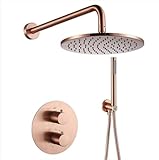 Rose Gold Mischbatterie Dusche Thermostat 10 in Regendusche Kopfbrause und Schlauch Set Wasserhahn...