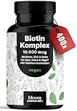 Biotin hochdosiert - 10.000 mcg - 400 Tabletten - Komplex mit Zink & Selen für Haut, Haare, Nägel...