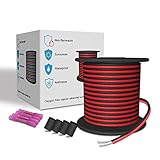 LEADTOPS 20M Verlängerungskabel Draht 22AWG 2 Adriges Kabel Polig 2x0.32 mm² Elektrisches Rotes...