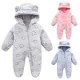 Fnaobai Neugeborenes Winter Schneeanzug Baby Mädchen Junge Bärenohr Fleece Kapuzenstrampler...