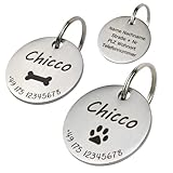 Hundemarke mit Gravur personalisiert Edelstahl 30mm | Name Telefonnummer | Namensschild für...