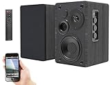 auvisio Aktivboxen: Aktives Stereo-Regallautsprecher-Set, Holz-Gehäuse, Bluetooth 5, 120 W...