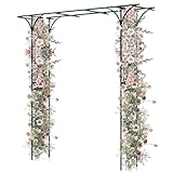 GOPLUS Rosenbogen aus Metall, 205 x 52 x 205 cm Pergola Rankhilfe Rankbogen Hochzeitsbogen...