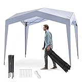 GOPLUS Pop-up Pavillon 3 x 3 m, Faltpavillon mit 4 Seitenwänden, Faltbarer Gartenpavillon mit 8...