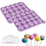 Puedno Cake Pop Silikonform, Lollipop Mould mit 100 Cake Pop Sticks, 20 Runde Lollipop Silikon Form...