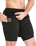 HOPLYNN Herren 2 in 1 Shorts Sommer Schnelltrocknende Laufshorts mit Taschen Sport Kurze Hosen...