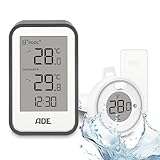 ADE Poolthermometer schwimmend | Pool Thermometer funk für Schwimmbad, Whirlpool, Badewanne, Teich...