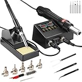 TLBZK Lötstation Reparatur SMD Heißluft 2 in 1 Lötkolben Kit mit Heißluftpistole, Lötspitzen,...
