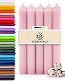 Kerzenfeld® Stabkerzen Rosa, 10 Stück, 180mm x 22mm, Durchgefärbte Spitzkerzen, 8+ Stunden...