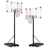 Basketballkorb Outdoor, Verstellbare Korbhöhe von 230cm bis 305cm für Kinder, Jugendliche und...