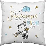 Sheepworld Kissen Motiv 'Schutzengel' | Zierkissen, Baumwolle, 40 cm x 40 cm | Kissen mit Spruch |...