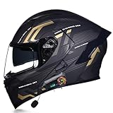 Integralhelm Herren Motorradhelm mit Bluetooth, Mopedhelm Modularer Helm mit Doppelvisier, Full Face...