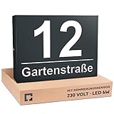 40x30cm Personalisieren Sie Ihre Modern Hausnummer Beleuchtet LED, 230V mit Dämmerungssensor,...