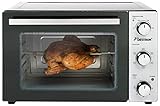 Bestron AOV31 2-in-1 Mini-Backofen mit Drehspieß, 31 Liter, 1500 W, Edelstahl, Schwarz