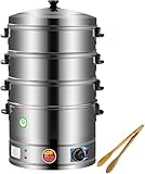 Dampfgarer für Lebensmittel, elektrisch, 3-stöckig, Edelstahl, thermostatisch gesteuert,...