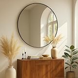 Albatros runder Wandspiegel 50 cm Schwarz – Moderner Spiegel mit Metallrahmen – Hochwertiges...