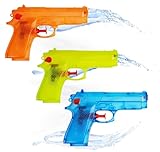 3er Wasserpistolen Set - ca. 15 cm mit großer Reichweite Wasserspritzpistole Spritzpistole klein...