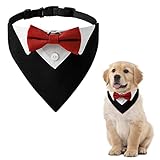 HACRAHO Formelles Hunde-Smoking-Bandana, 1 Stück, rotes Hunde-Smoking, Baumwolle, Hundehalsband,...