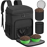 Haustier-Reiserucksack, Doppellagiges Haustier-Rucksack-Set mit 2 zusammenklappbaren Silikonnäpfen...
