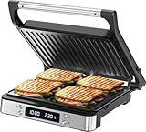 Olvy Sandwichmaker XXL, Digitaler Kontaktgrill mit Antihaftplatten, 3-in-1 Panini Maker, 180°...