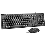 Rii Kabelgebundenes Tastatur-Maus-Set, PC Tastatur mit Kabel, Spritzwassergeschützt, Ergonomisch,...