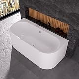 ECOLAM Vorwandbadewanne halb freistehende Badewanne 160x75 cm Vigoo Wall I moderne Wandbadewanne...