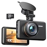 iZEEKER 4K Dashcam vorne mit MicroSD-Karte, 4K 30FPS/1080P 60FPS Autokamera, Autokamera mit...