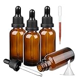 Hyber&Cara 50 ml Brown Glass Pipette Bottles Apothecary Bottles with Dropper Pipette for Essential...