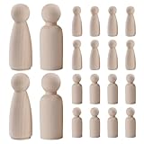 20 Stück Holzfiguren zum Bemalen Spielfiguren Puppen zum Anmalen Holz Familie Figuren Holzkegel...