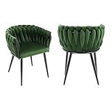 Relbiety Esszimmerstühle 2er Set mit Armlehne Moderne Polsterstühle mit gewebter Rückenlehne und...
