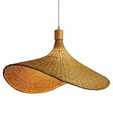 Bambusgeflecht-Pendelleuchte, hutförmiger Kronleuchter, Korblampenschirm, handgewebte...