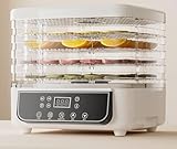 Dörrautomat mit 5 Tabletts, Lebensmittel Dörrgerät mit Temperaturregler 35-70°C und 24H-Timer,...