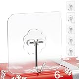 Menz selbstklebende Haken – 6 Stück Klebehaken extra stark, wetterfest und rostfrei, 180°...