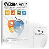 20 Blatt Overheadfolie PEMIUM - DIN A4 transparent - Für LASERdrucker, Kopierer - OHP Folien extra...