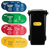 Cosysparks Recycling Mülltonnen Aufkleber, 8 Stück Selbstklebende Mülltonnenaufkleber...