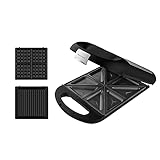 Cecotec Sandwichmaker Rock´nToast Family 3in1. Für 4 Sandwiches in Edelstahlausführung, 1500 W...