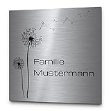 Edelstahl Namensschild Haustür mit Gravur | Türschild Familie mit vielen versch. Motiven | von...