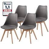 ALBATROS Esszimmerstühle 4er Set AARHUS, Grau - Beine aus Buche Massiv-Holz, Skandinavisches...