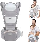 TOFFCAEA 6-in-1 Babytrage Neugeborene, Babytrage Ergonomische Reine Baumwolle Leicht, verstellbarer...