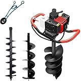 PixCy Motorbohr Erdbohrer Bohr,Gasbetriebener Erdbohrer,199cc 4-Takt + 3 Spitzen (100/150/200mm) +...