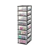 Iris Ohyama, Kunststoff Schubladenbox mit 8 flachen Schubladen, Schwarz, Easy-Pull-System, A4, A5 &...