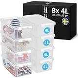 SmartStore Kleine Aufbewahrungsboxen aus Kunststoff, 4 l, mit Deckeln, 8 Stück, stapelbar und...